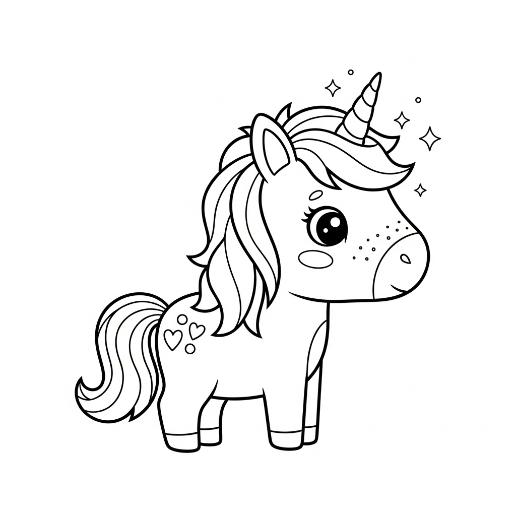Desenho de unicórnio para colorir assustado com cabelo em pé