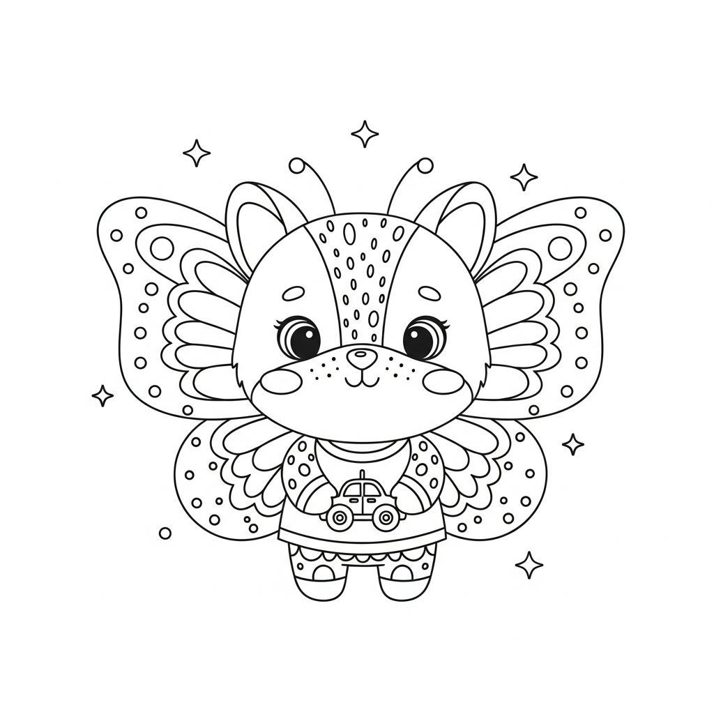 Desenho de borboleta para colorir brincando com carrinho de controle remoto