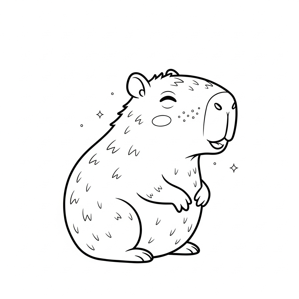 Desenho de capivara para colorir rindo gargalhada com mãos na barriga