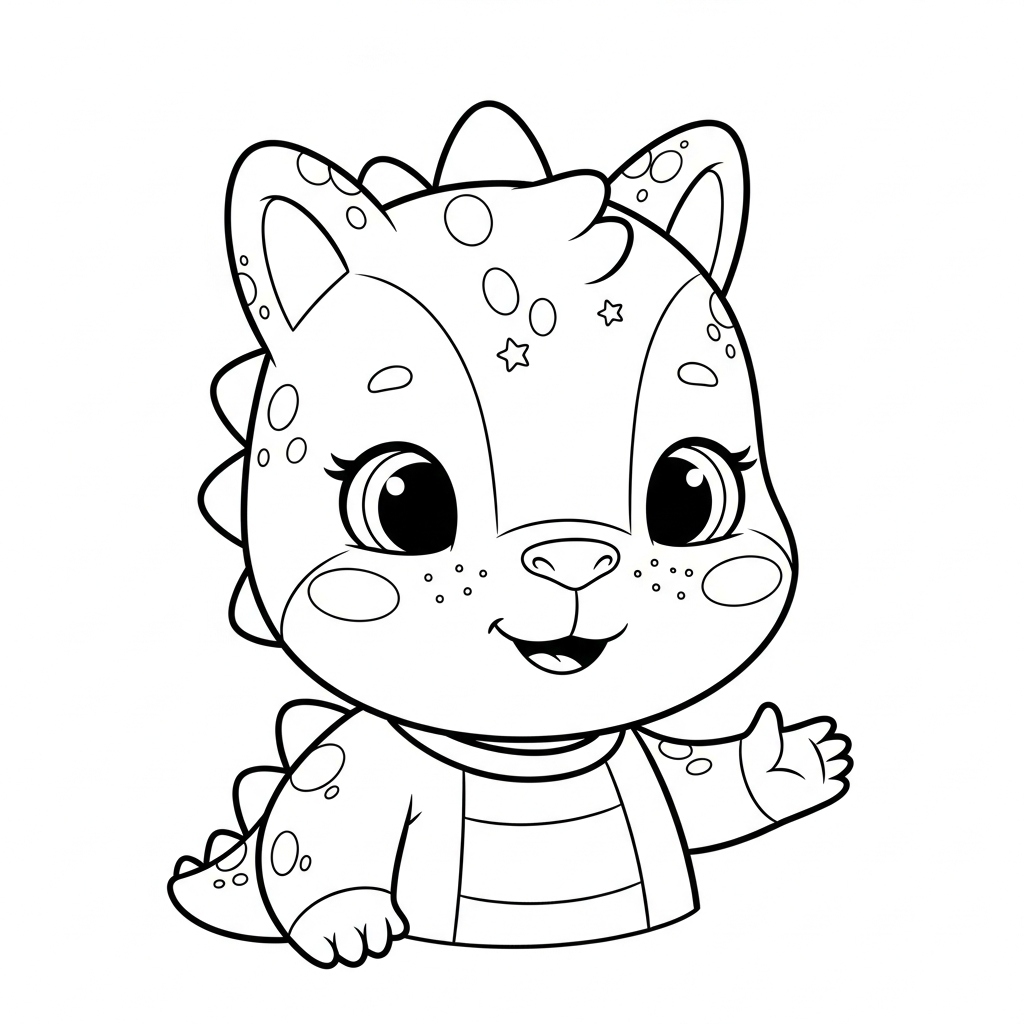 Desenho de dinossauro para colorir cumprimentando com um aperto de mãos