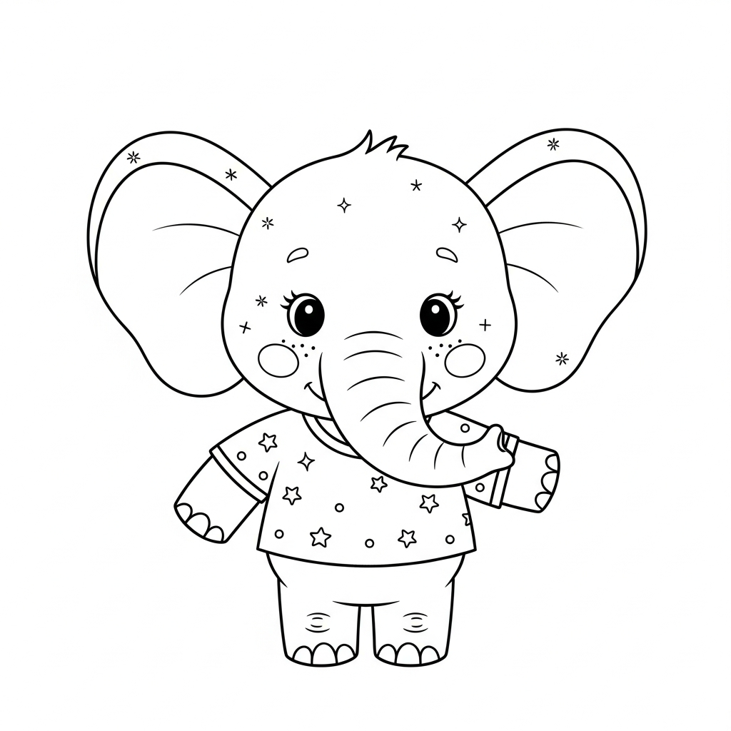 Desenho de elefante para colorir cumprimentando com aperto de mãos amigável