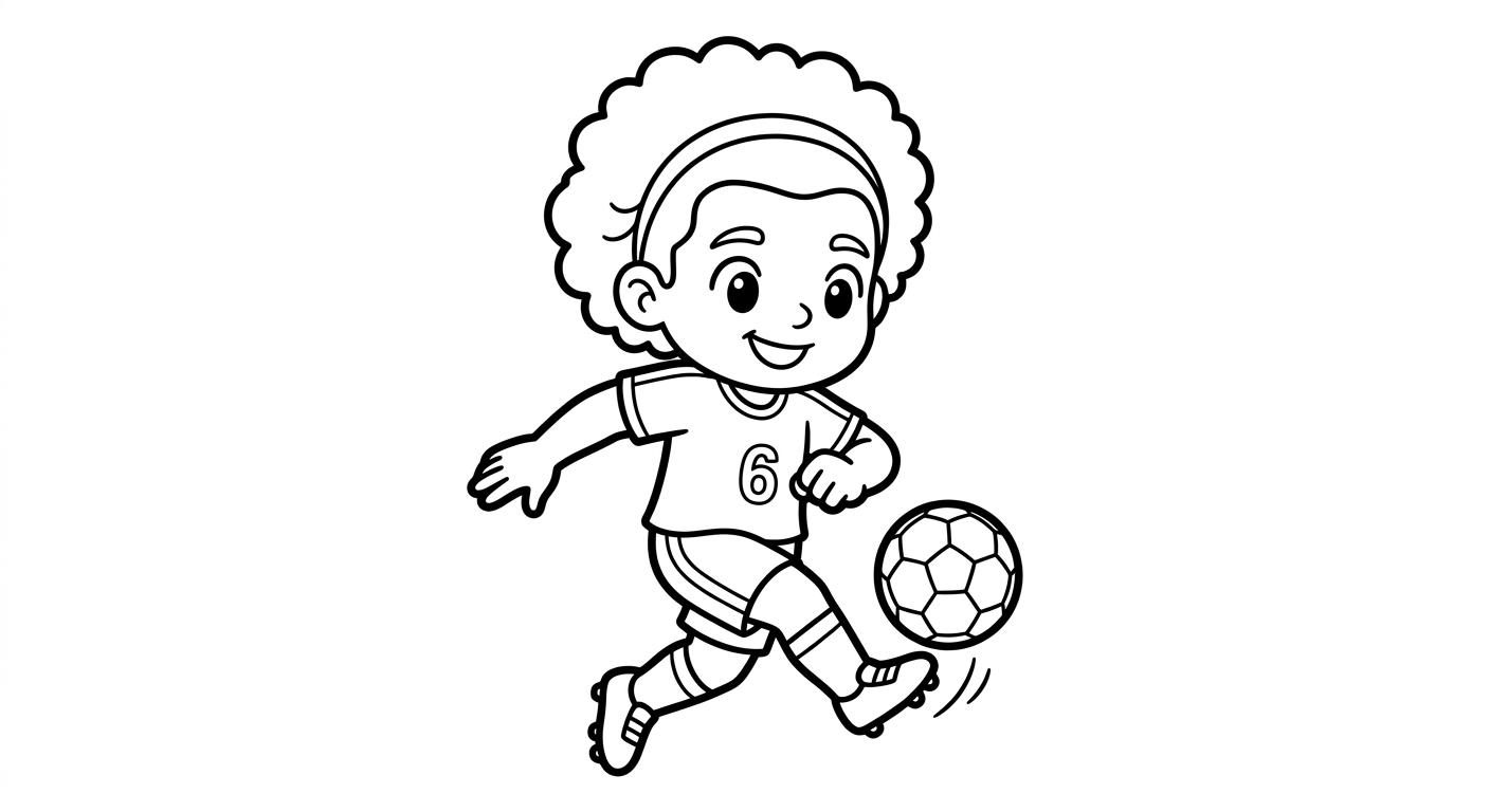 Desenho para colorir do lateral Alex Sandro driblando com finta em salto, bola e estrelas decorativas para pintar