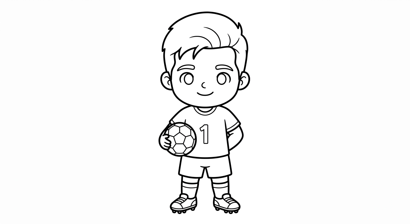 Desenho para colorir do goleiro Alisson em pose simples segurando a bola para pintar