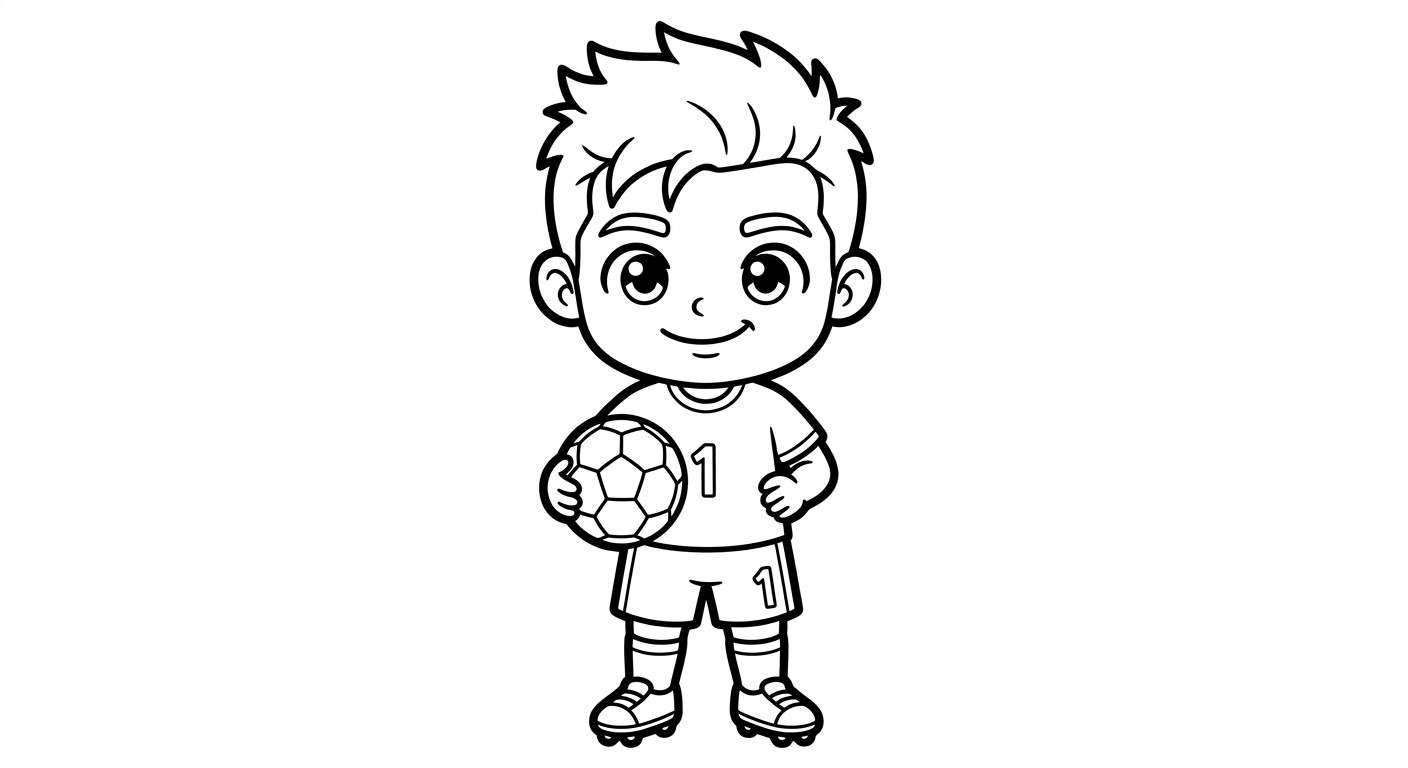 Desenho para colorir do goleiro Alisson segurando a bola em pose simples para pintar