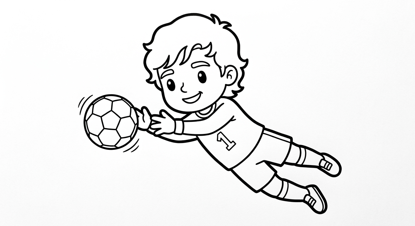 Desenho para colorir do goleiro Alisson parado em pose tranquila para pintar