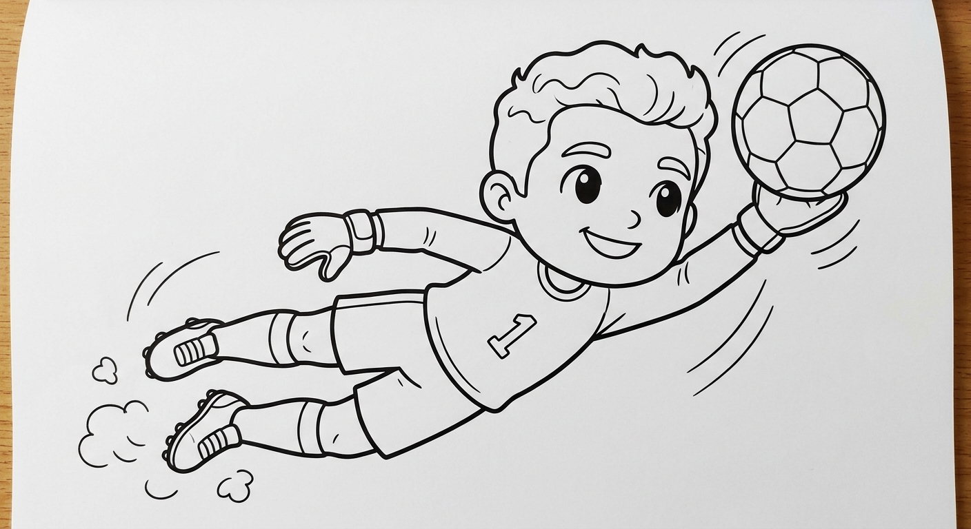 Desenho para colorir do goleiro Alisson segurando a bola com luvas para imprimir