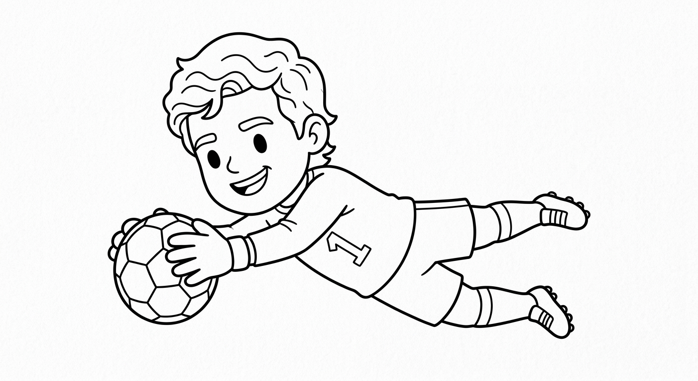 Desenho para colorir do goleiro Alisson segurando a bola com uniforme do Brasil para imprimir