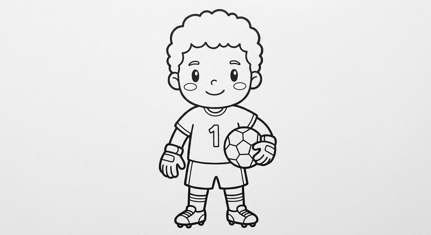 Desenho para colorir do goleiro Alisson em pose simples, sem cenário, para pintar