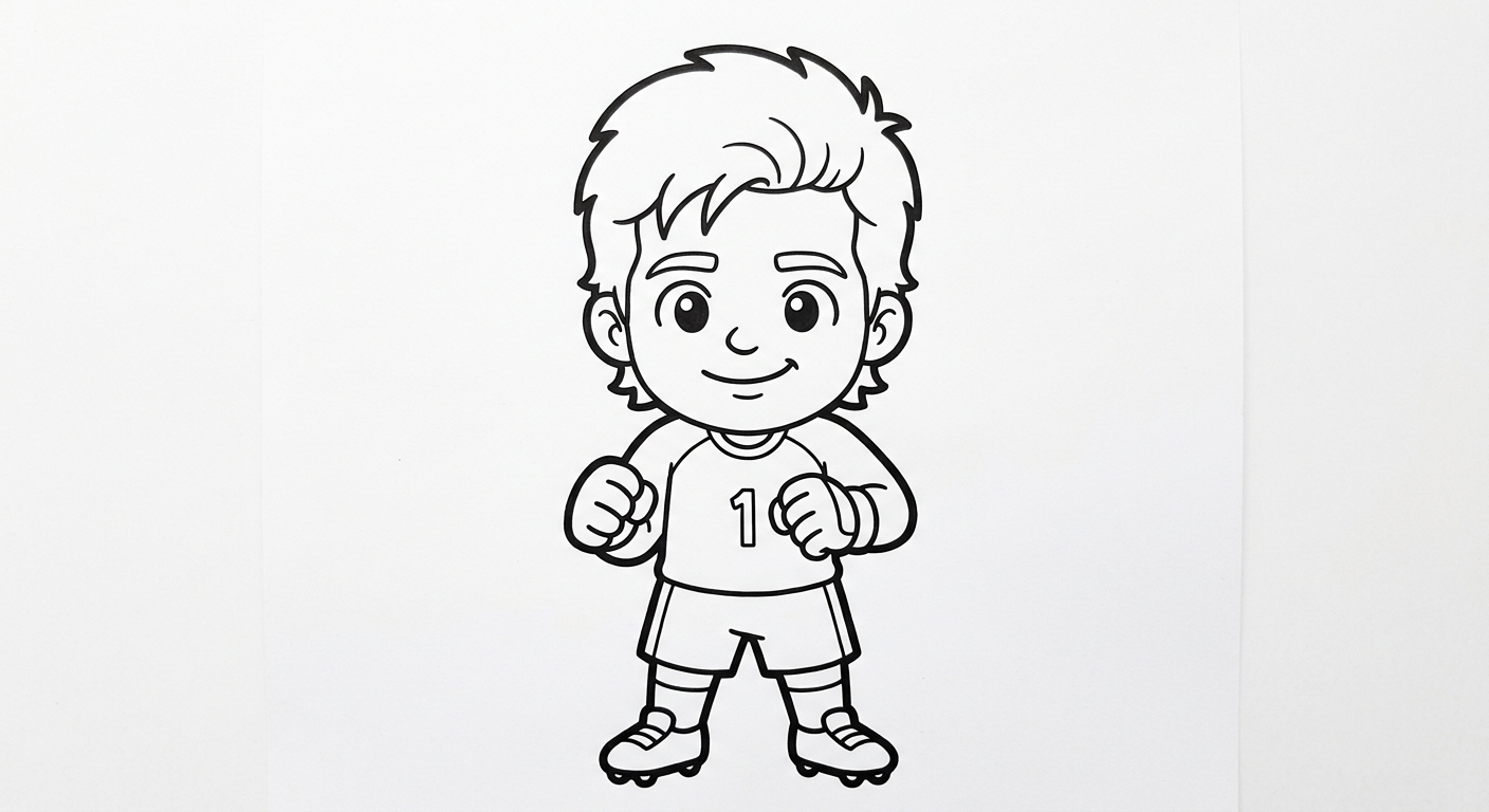 Desenho para colorir do goleiro Alisson em pose simples segurando a bola para pintar