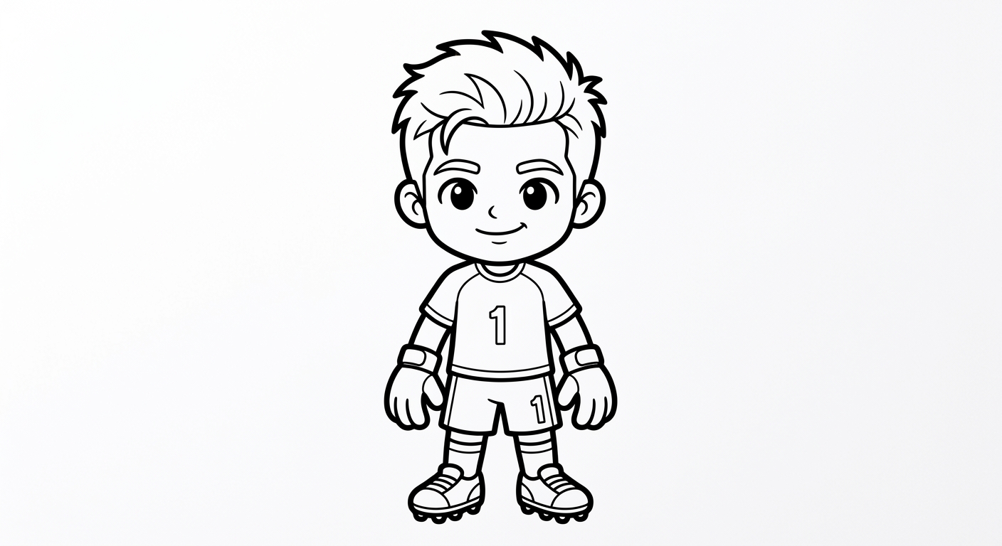 Desenho para colorir do goleiro Alisson segurando a bola com uniforme do Brasil para pintar