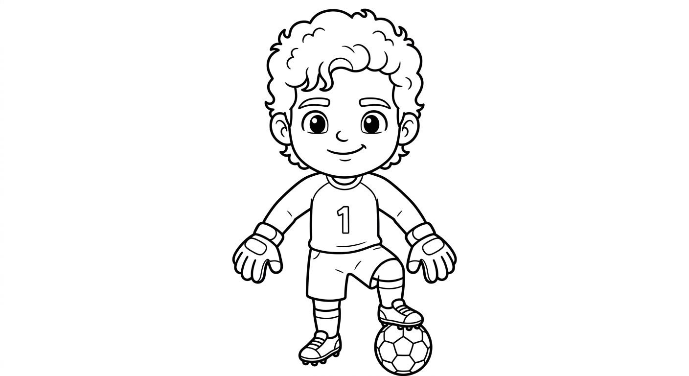 Desenho para colorir do goleiro Alisson em pose simples de defesa para imprimir