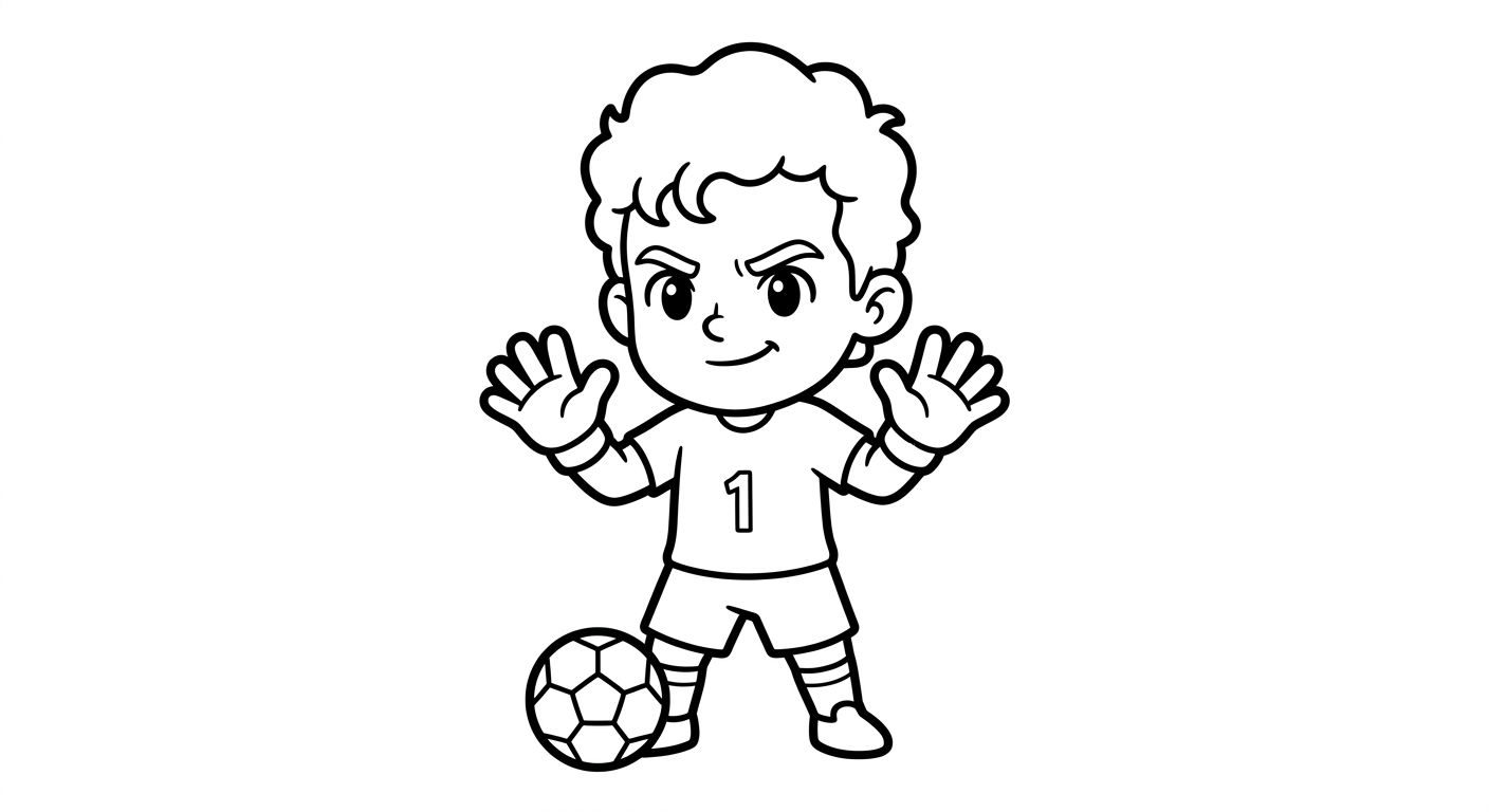 Desenho para colorir do goleiro Alisson em pé com luvas para pintar