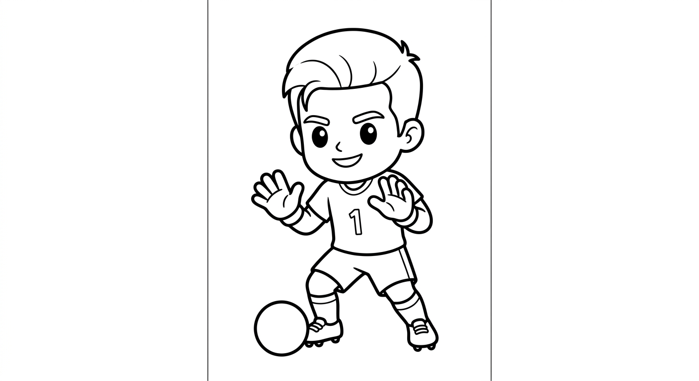Desenho para colorir do goleiro Alisson em pose simples para pintar