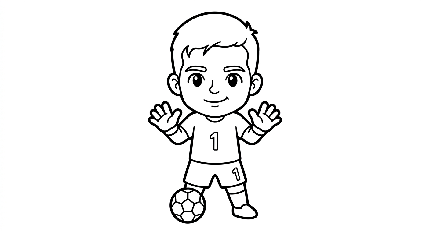 Desenho para colorir do goleiro Alisson em pose simples para crianças pequenas para pintar