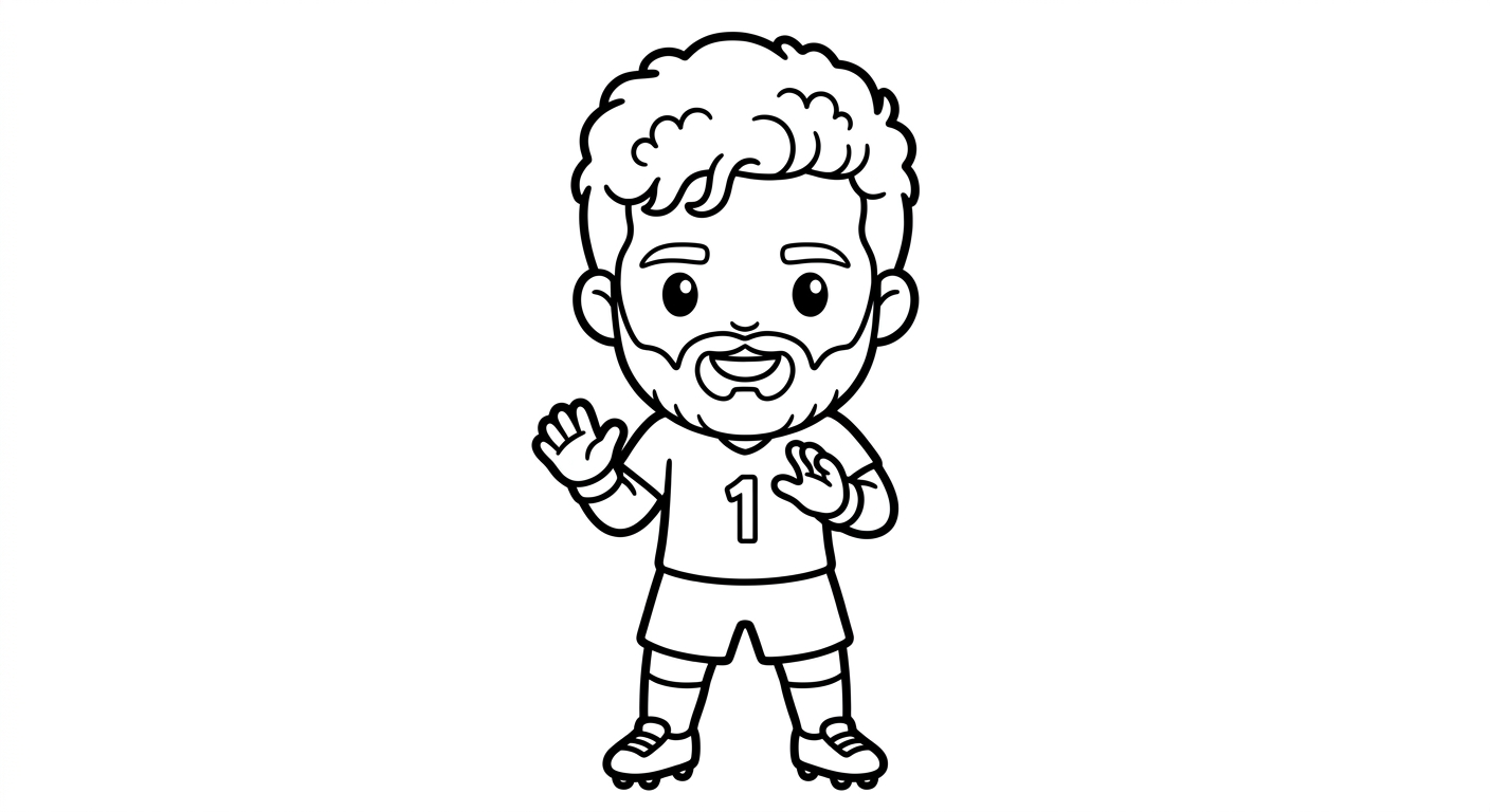 Desenho para colorir do goleiro Alisson segurando a bola com luvas para pintar