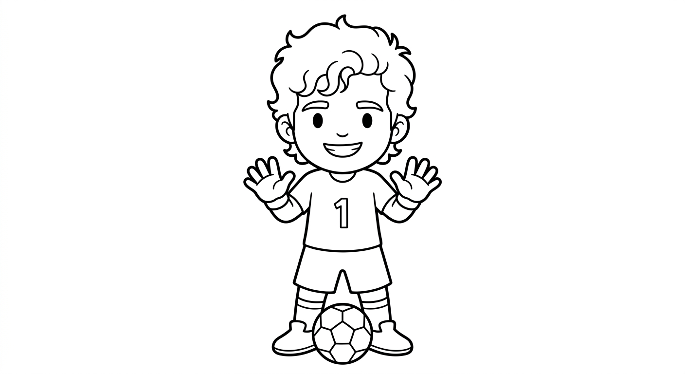 Desenho para colorir do goleiro Alisson em pose simples para imprimir