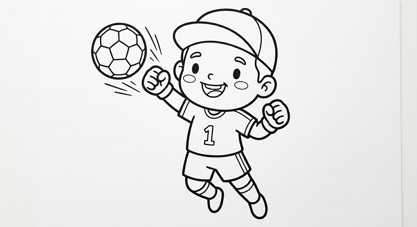 Desenho para colorir do goleiro Alisson socando a bola em close com estrelas decorativas para imprimir