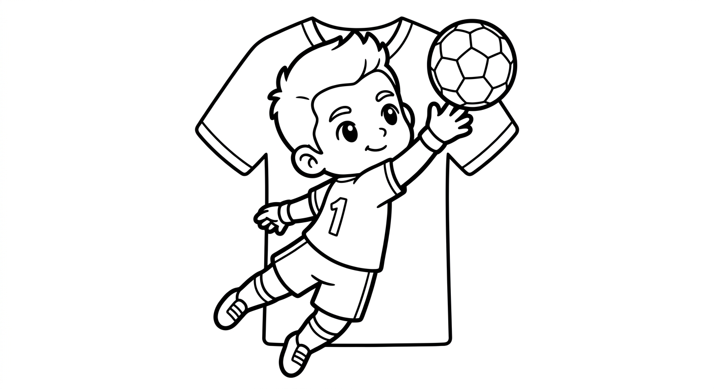 Desenho para colorir do goleiro Alisson saltando ao canto superior com número grande ao fundo para pintar