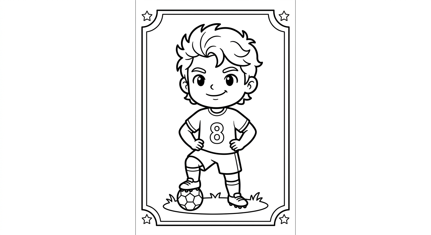 Desenho para colorir do meia Bruno Guimarães em apresentação oficial, isolado como card colecionável para pintar