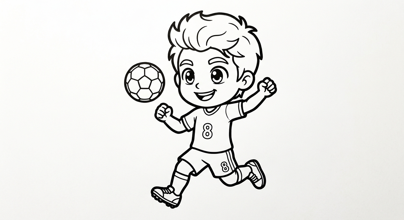 Desenho para colorir do meia Bruno driblando com finta em salto congelado para pintar