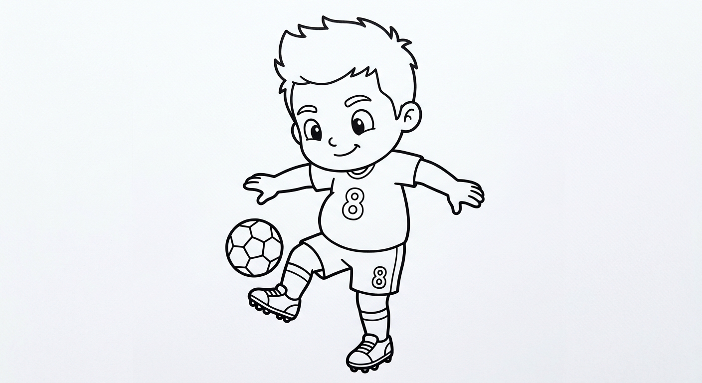 Desenho para colorir do meia Bruno Guimarães fazendo embaixadinhas com bola e estrelas decorativas para pintar