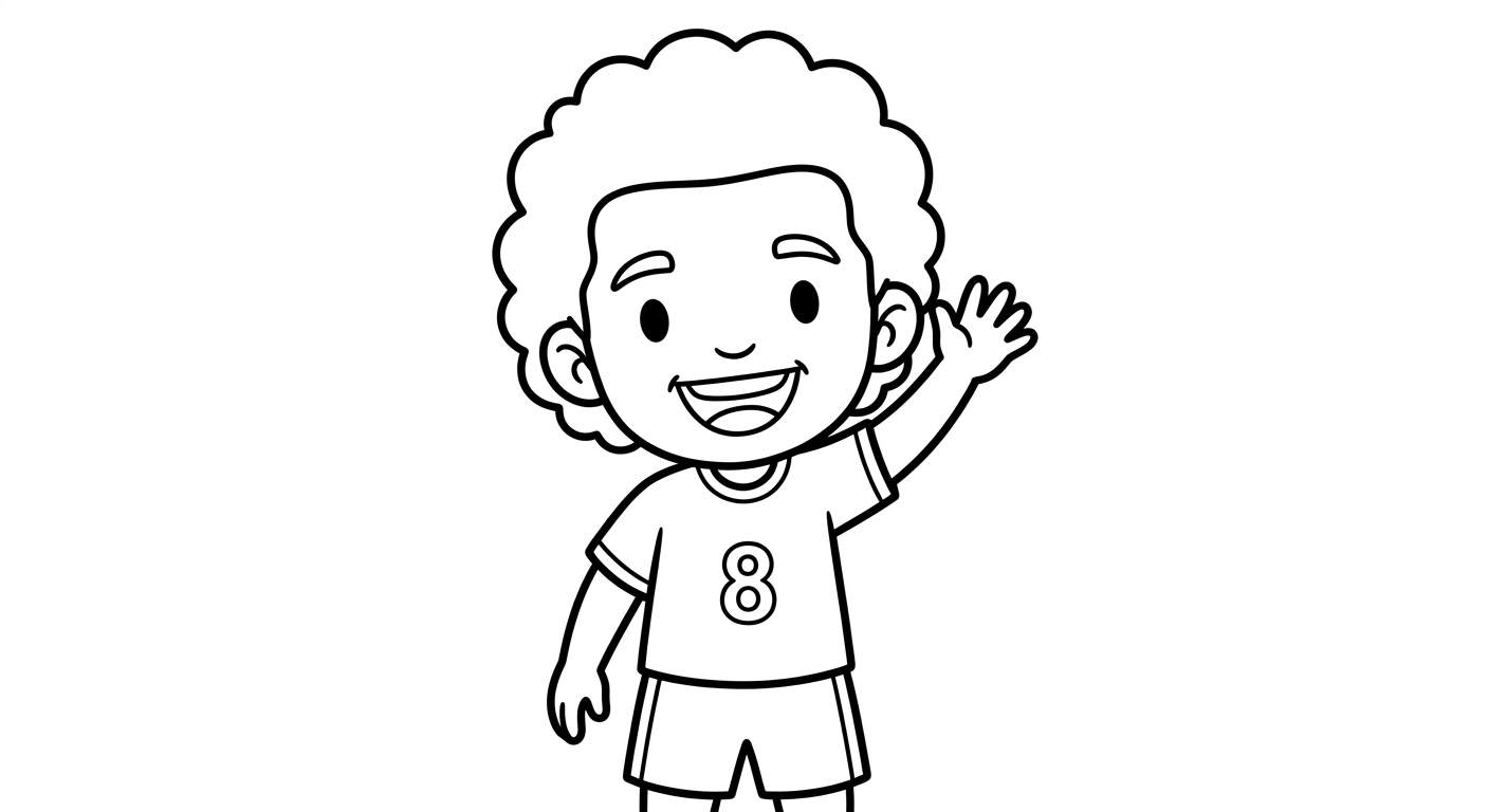 Desenho para colorir do meia Bruno Guimarães acenando para a torcida em close para pintar