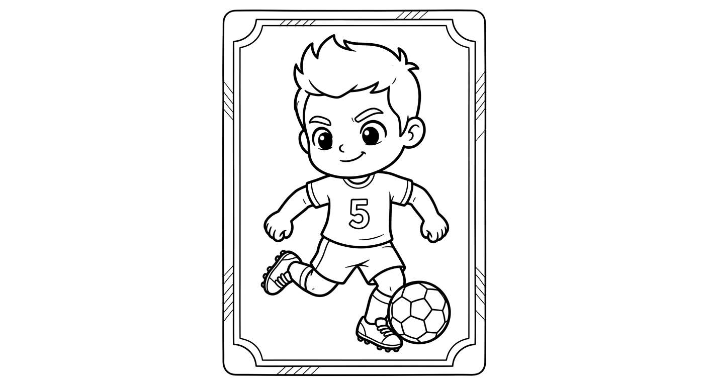 Desenho para colorir do volante Casemiro driblando com finta, bola e estrelas decorativas para imprimir