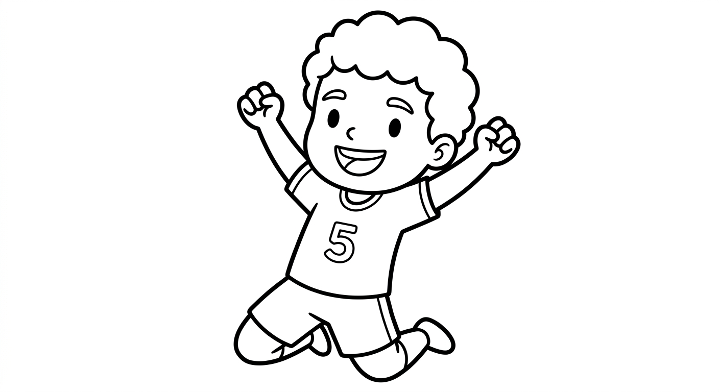 Desenho para colorir do volante Casemiro comemorando gol deslizando de joelhos para pintar