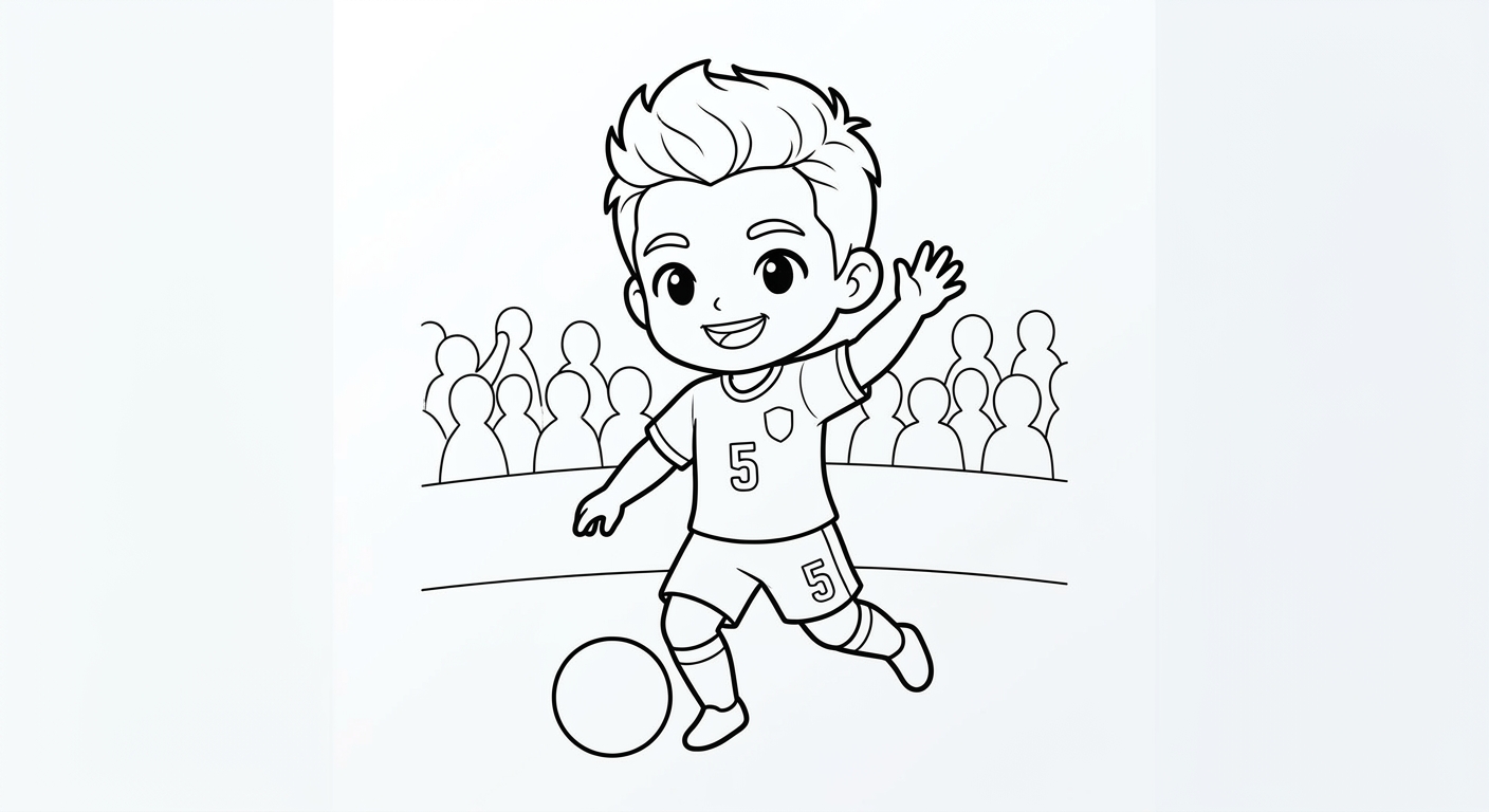 Desenho para colorir do volante Casemiro acenando para a torcida em close comemorativo para pintar