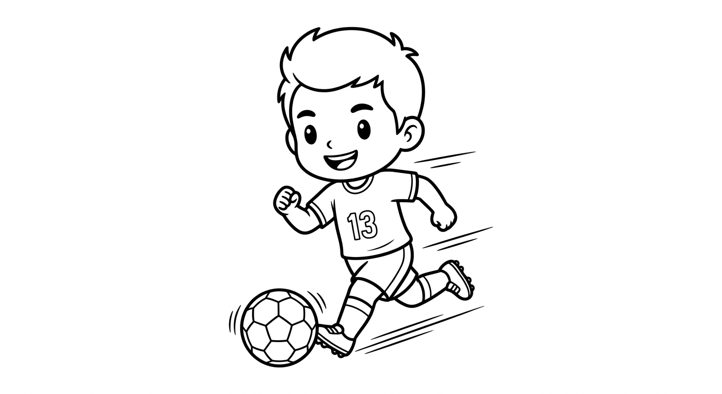 Desenho para colorir do lateral Danilo correndo em disparada com bola e estrelas decorativas para imprimir