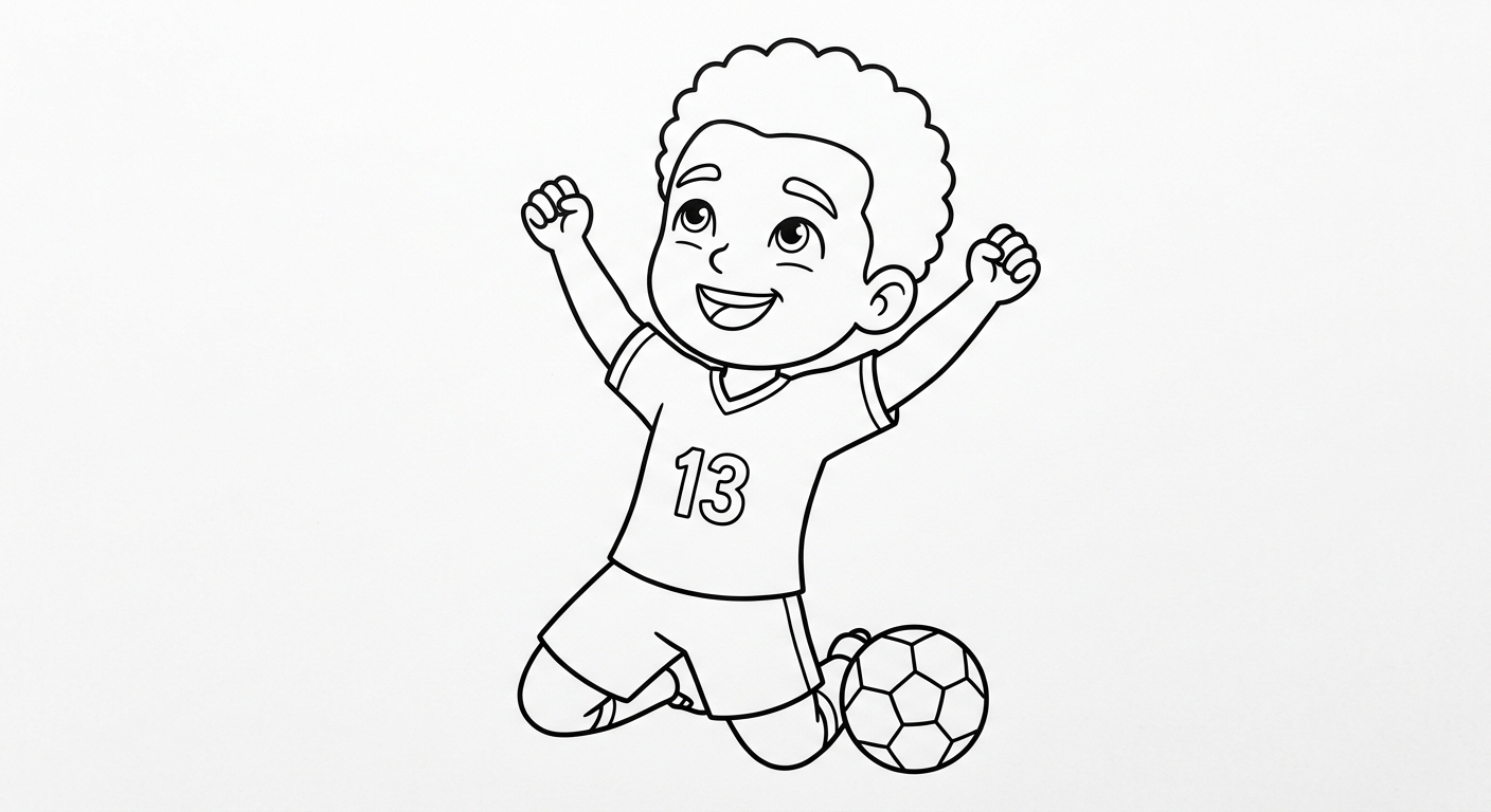 Desenho para colorir do lateral Danilo comemorando gol em close deslizando de joelhos para pintar