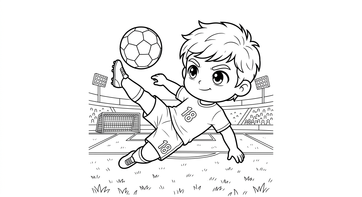Desenho para colorir do lateral Danilo em bicicleta acrobática vista de baixo no gramado para pintar