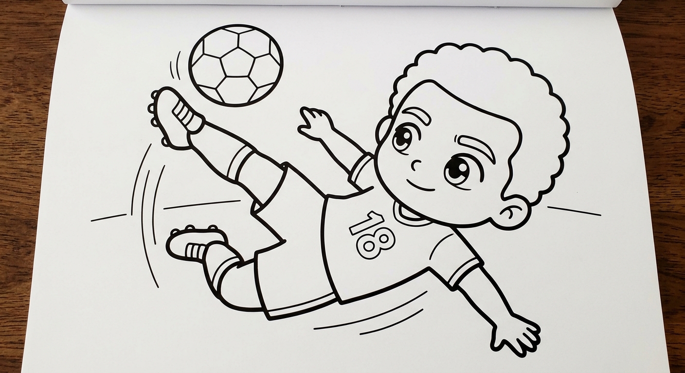 Desenho para colorir do lateral Danilo dando bicicleta acrobática com bola e estrelas decorativas para pintar
