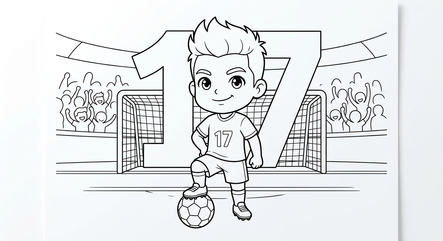 Desenho para colorir do volante Fabinho cobrando pênalti, bola no pé e torcida ao fundo para pintar