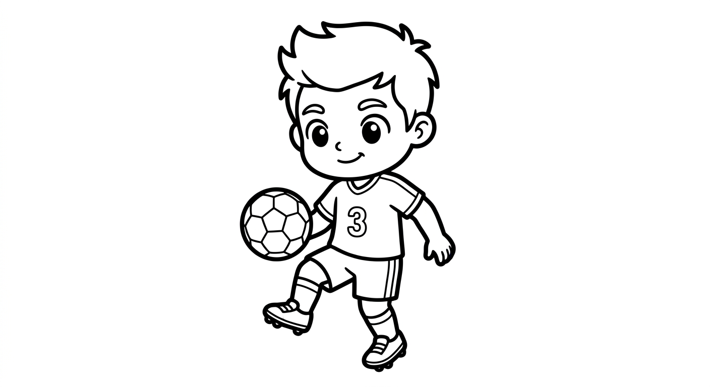 Desenho para colorir do atacante Gabriel fazendo embaixadinhas de corpo inteiro centralizado para pintar