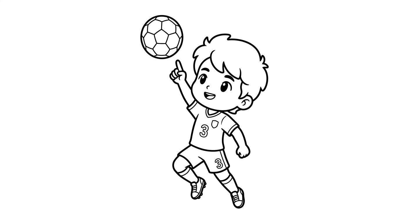 Desenho para colorir do atacante Gabriel apontando para o céu em salto comemorativo para pintar