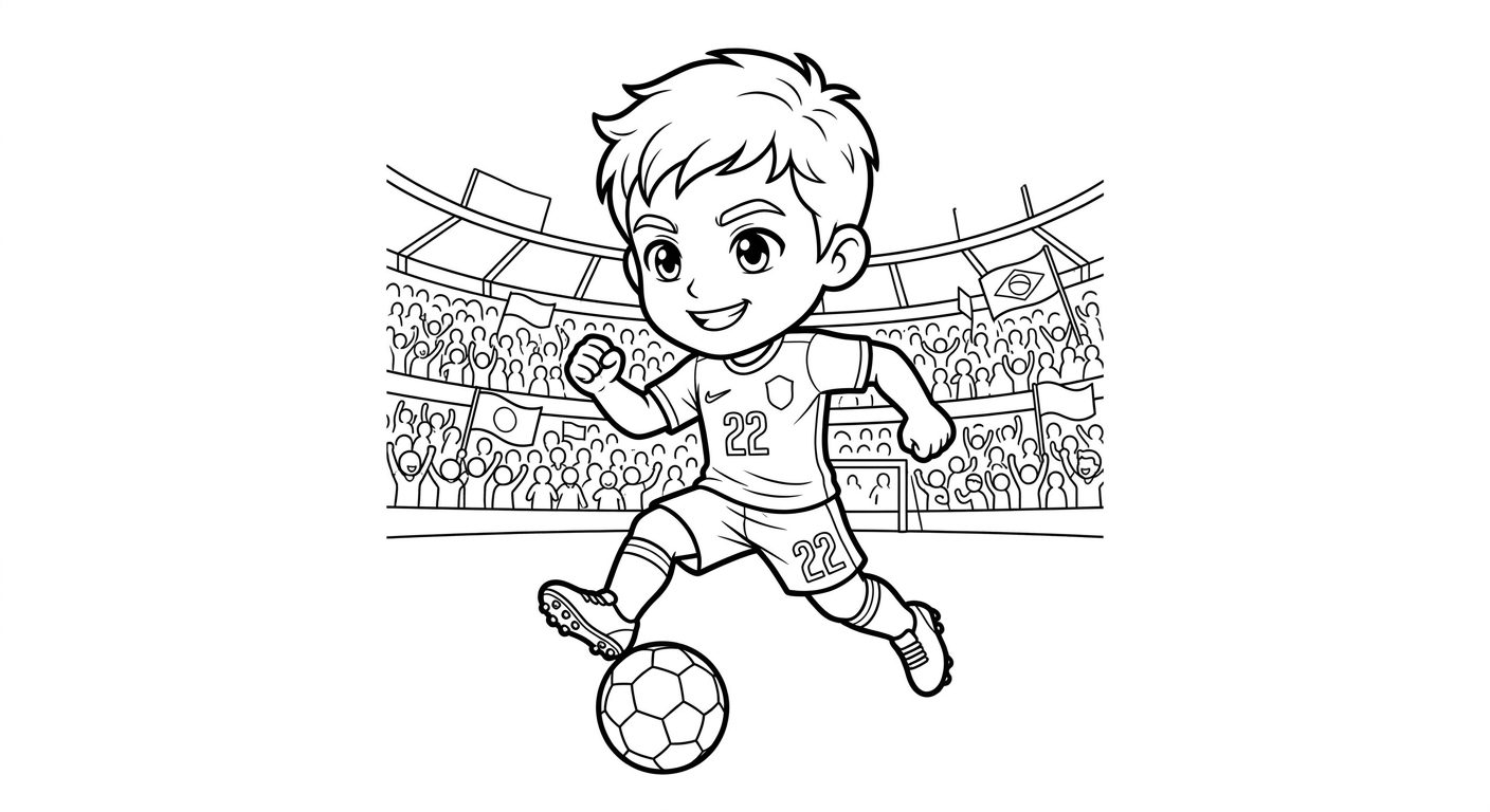 Desenho para colorir do zagueiro Gabriel saltando em apresentação oficial no estádio lotado para imprimir