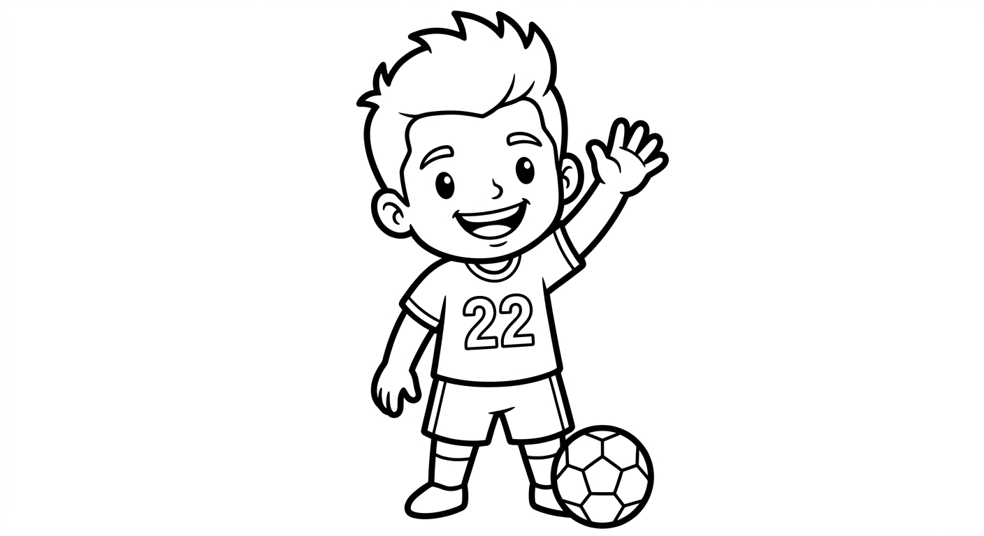 Desenho para colorir do zagueiro Gabriel heroico acenando à torcida com bola e estrelas para pintar