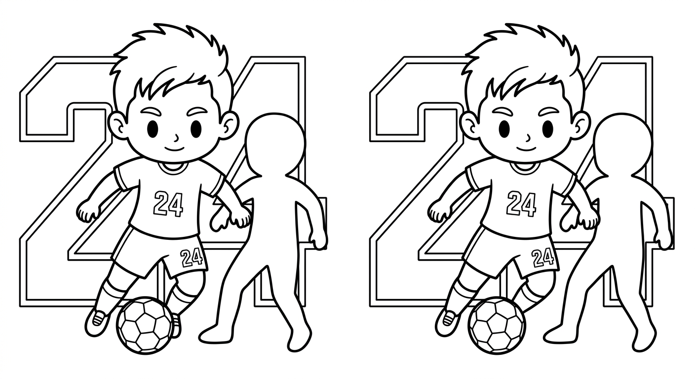 Desenho para colorir do zagueiro Ibanez driblando com finta, número da camisa ao fundo para pintar