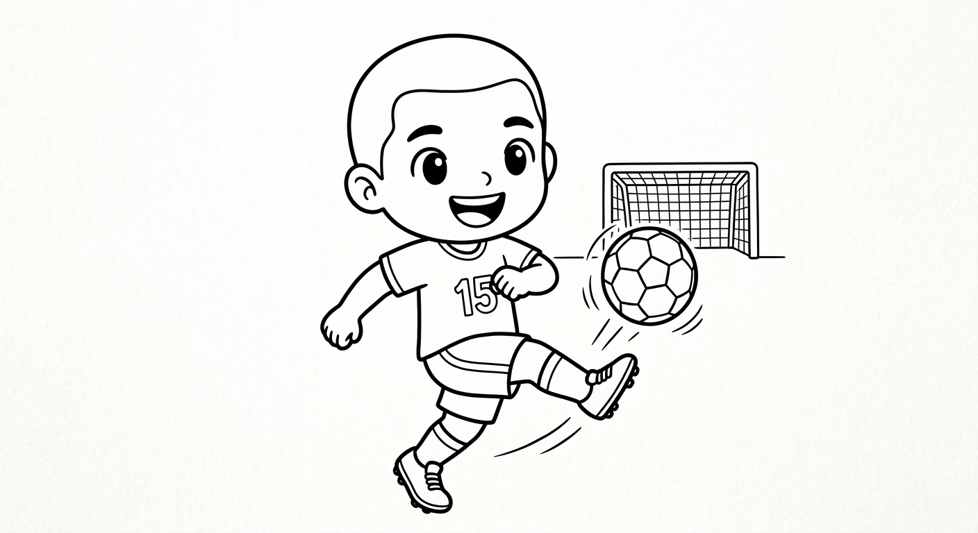 Desenho para colorir do zagueiro Leo Pereira chutando forte ao gol para colorir e imprimir