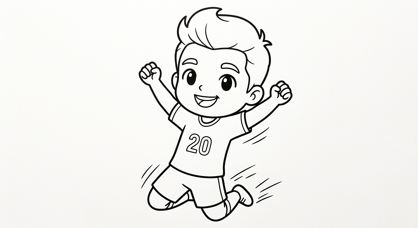 Desenho para colorir do meia Lucas Paqueta comemorando gol deslizando de joelhos em close para pintar