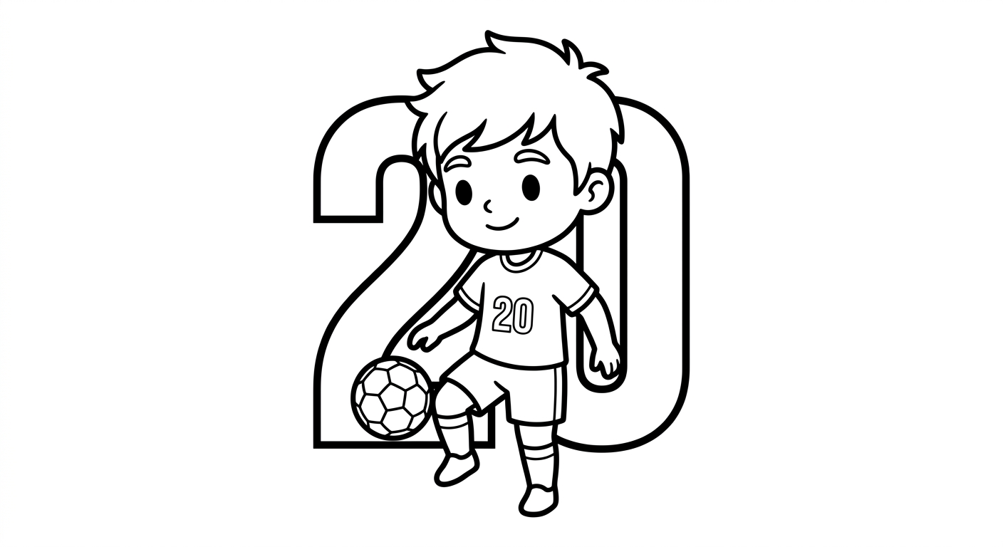 Desenho para colorir do meia Lucas Paquetá fazendo embaixadinhas com número da camisa ao fundo para imprimir