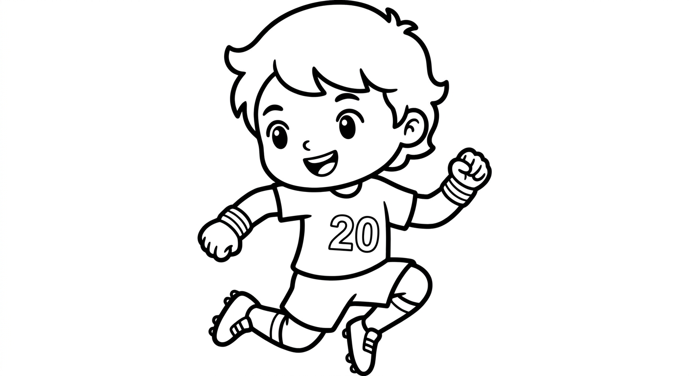 Desenho para colorir do meia Lucas cantando o hino com mão no peito durante salto para pintar