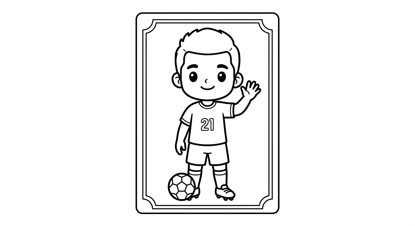 Desenho para colorir do atacante Luiz Henrique acenando à torcida em card com bola e estrelas