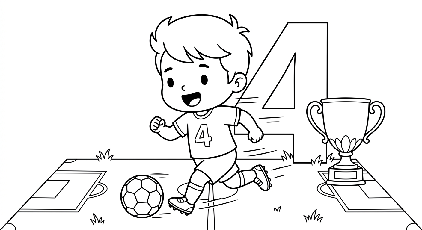 Desenho para colorir do zagueiro Marquinhos disparando com bola, troféu e número gigante ao fundo para pintar