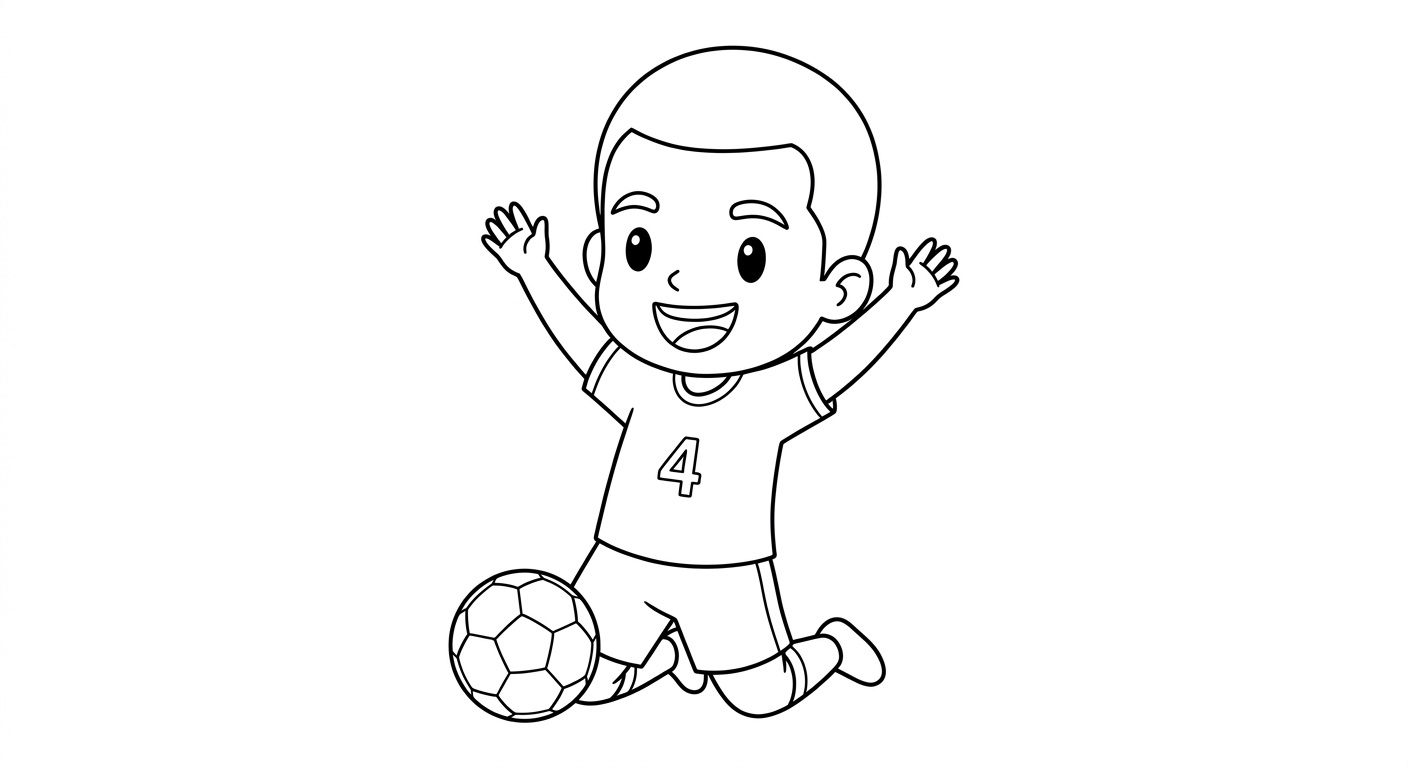 Desenho para colorir do zagueiro Marquinhos comemorando gol deslizando de joelhos em close para pintar