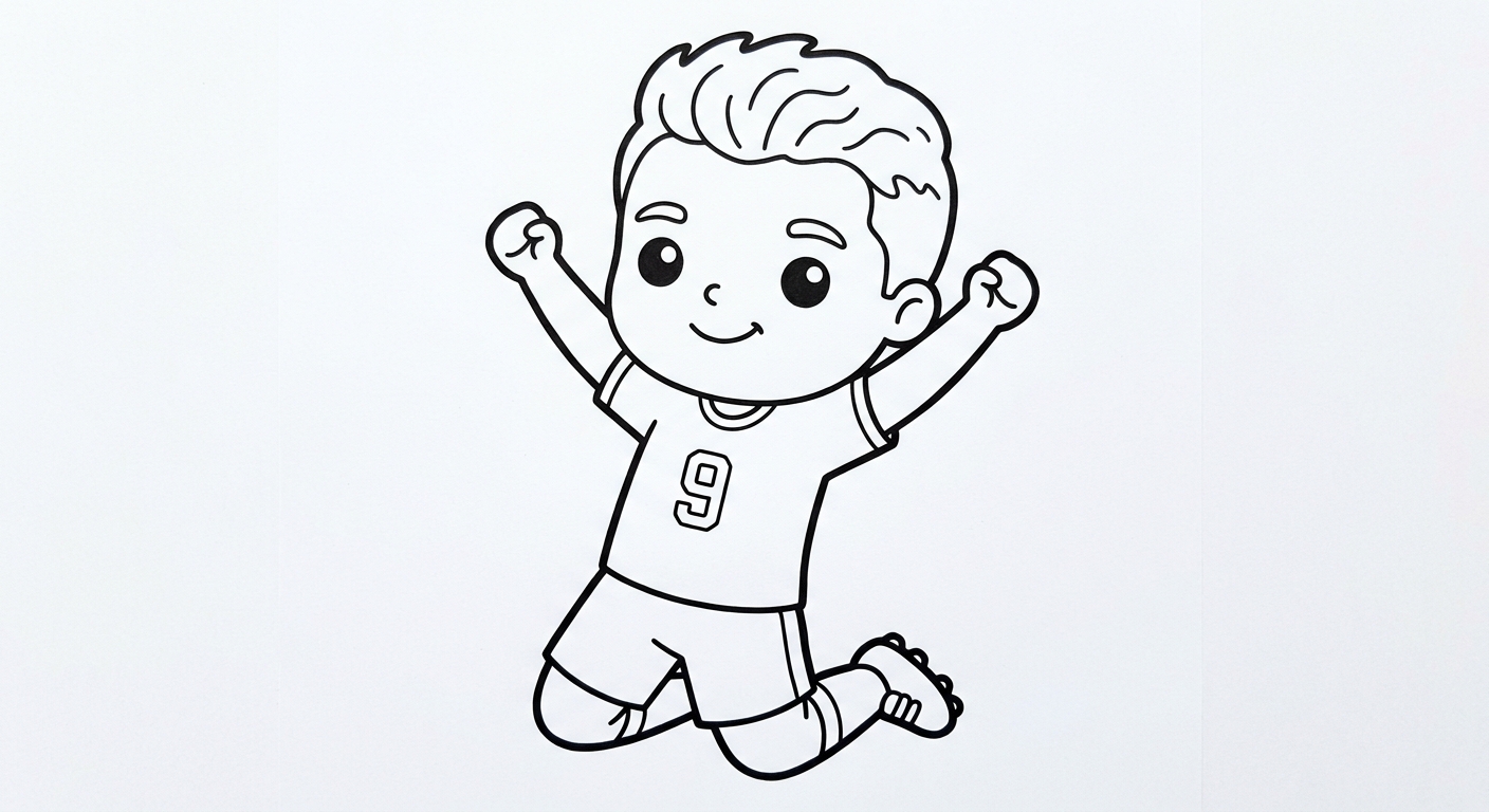 Desenho para colorir do atacante Matheus Cunha comemorando gol deslizando de joelhos para pintar