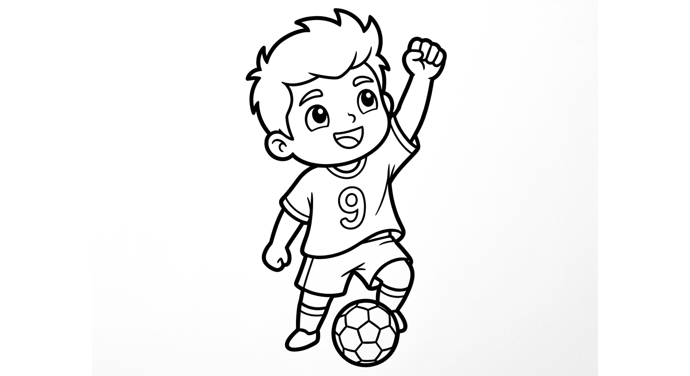 Desenho para colorir do atacante Matheus Cunha comemorando com soco no ar para pintar