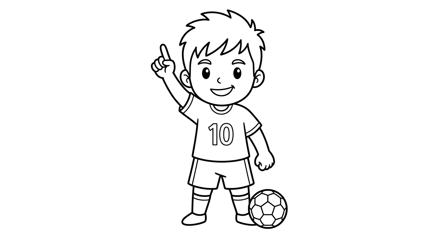 Desenho para colorir do atacante Neymar apontando para o céu em comemoração para imprimir