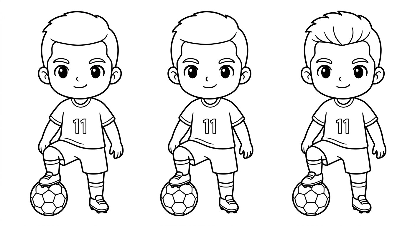 Desenho para colorir do atacante Raphinha em figura inteira centralizada com a bola sob o pé para imprimir